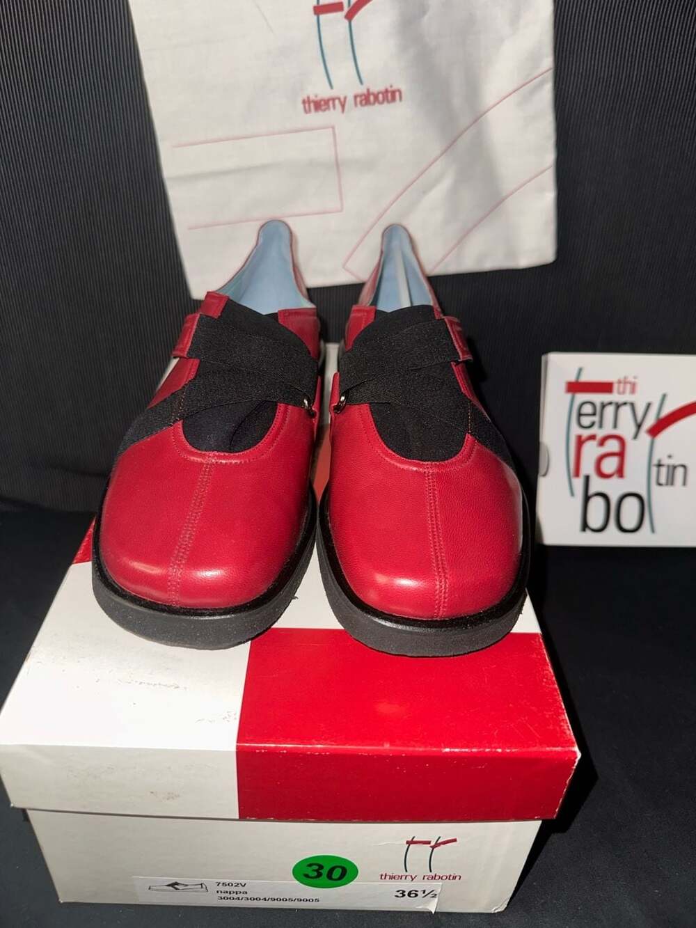 No.30 Thierry Rabotin 7502V Nappa Leather Criss-Cross Strap Flats Red